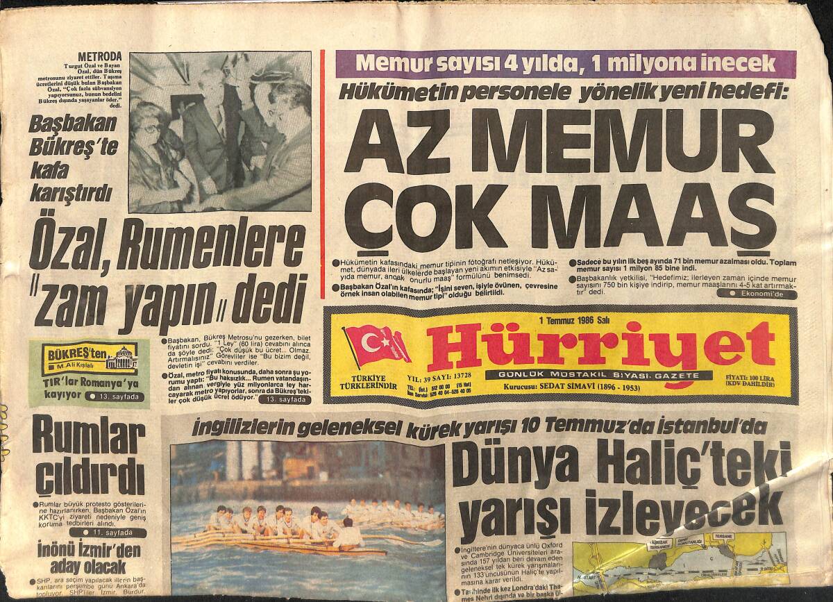 Hürriyet Gazetesi 1 Temmuz 1986 - Arjantin'de Doğan Her Çocuğa Maradona Adı Veriliyor GZ154115 - 1