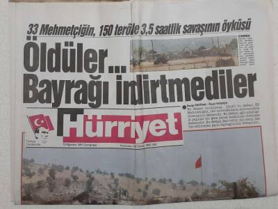 Hürriyet Gazetesi - 10 Ağustos 1991 - 33 Mehmetçiğin 3,5 Saatlik Savaşının Öyküsü GZ111672 - 1