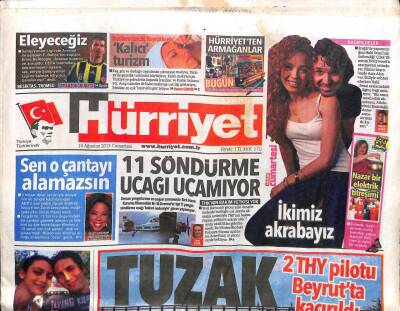 Hürriyet Gazetesi 10 Ağustos 2013 - 2 THY Pilotu Beyruta Kaçırıldı GZ104889 - 1