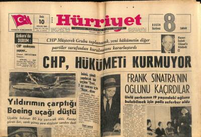 Hürriyet Gazetesi 10 Aralık 1963 - Frank Sinatranın Oğlunu Kaçırdılar GZ81618 - 1