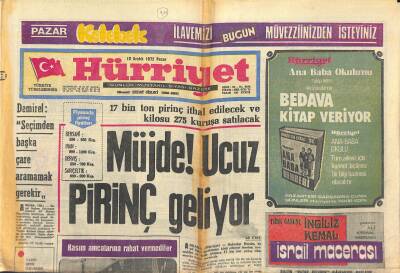 Hürriyet Gazetesi 10 Aralık 1972 - Boğaz Köprüsünün Anayolunun Ağırlığı 9 Bin Ton Olacak GZ119522 - 1