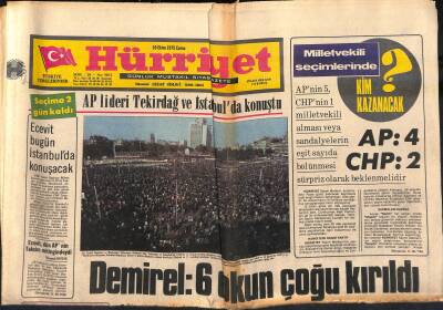 Hürriyet Gazetesi 10 Ekim 1975 - Demirel 6 Okun Çoğu Kırıldı GZ119105 - 1