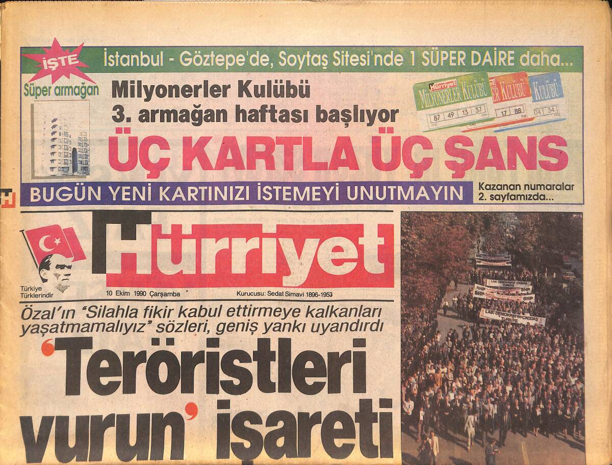 Hürriyet Gazetesi 10 Ekim 1990 - İsrail , Saddam Hüseyin'i Kurtardı - Kudüs Katliamı Dengeleri Bozdu GZ132960 - 1