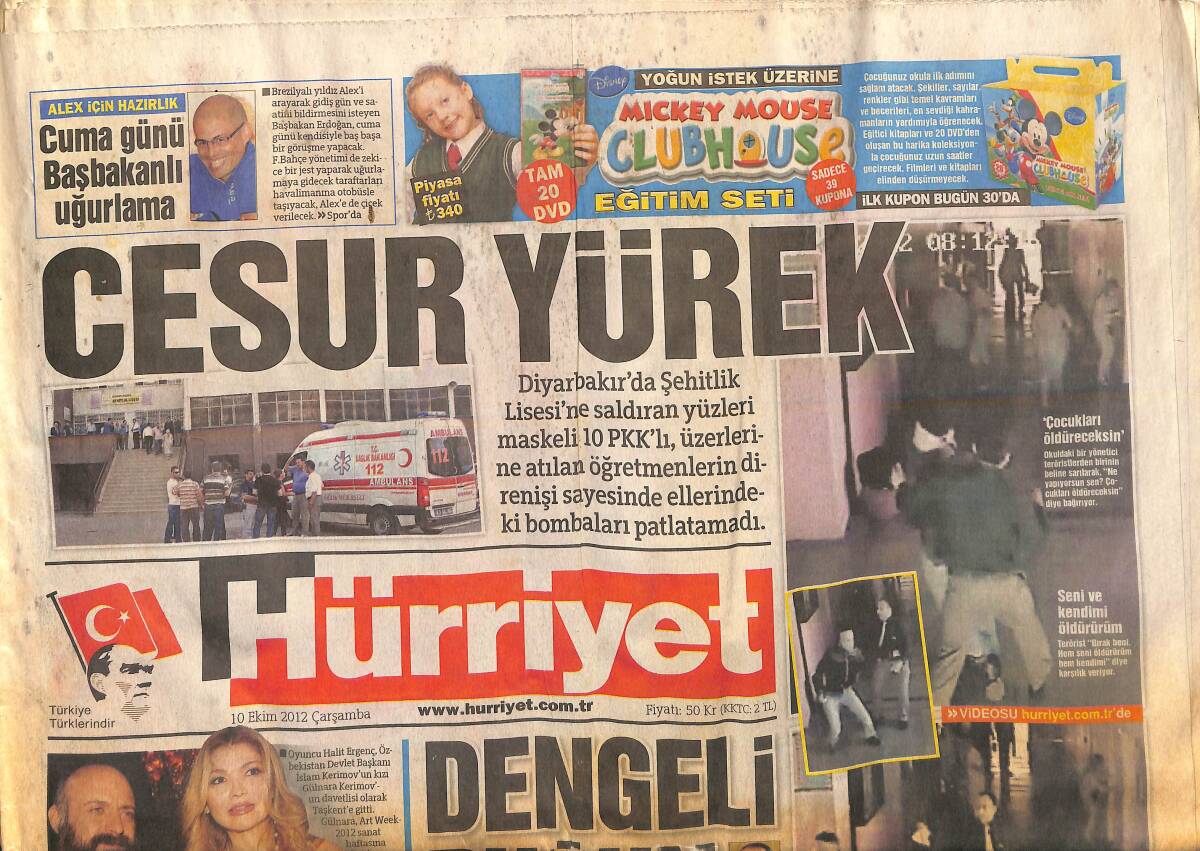 Hürriyet Gazetesi 10 Ekim 2012 - Alex'e Başbakanlı Uğurlama - Merkel'e Öfke GZ154689 - 1