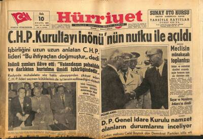 Hürriyet Gazetesi 10 Eylül 1957 - CHP Kurultayı İnönünün Nutku İle Açıldı GZ80955 - 1