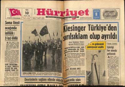 Hürriyet Gazetesi 10 Eylül 1968 - Soma Linyit Ocağında İnfilak 3 İşçi Öldü GZ72039 - 2