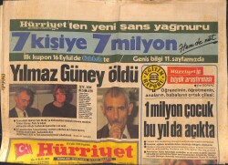 Hürriyet Gazetesi 10 Eylül 1984 - Yılmaz Güney Öldü - Zeki Müren'le Senede Bir Gün GZ133968 - 1