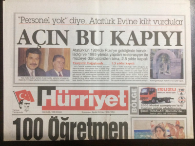 Hürriyet Gazetesi 10 Eylül 1999 - Sanatçıların Dayanışması, Fındıkta Soğuk Duş GZ21929 - 1