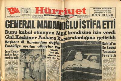Hürriyet Gazetesi 10 Haziran 1961 - General Madanoğlu İstifa Etti GZ68710 - 2