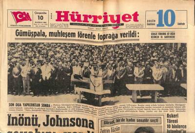 Hürriyet Gazetesi 10 Haziran 1964 - Gümüşpala , Muhteşem Törenle Toprağa Verildi - Trafik Kazasında Artist Tülin Özek Öldü Semih Sezerli Komada GZ91920 - 1