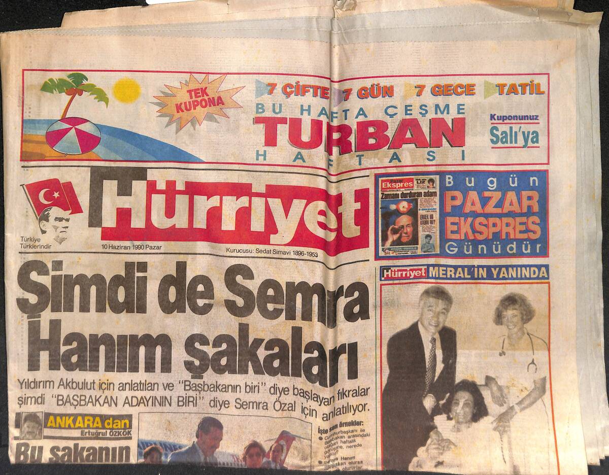 Hürriyet Gazetesi 10 Haziran 1990 - Maradona Hala Ümitli - Şimdi de Semra Hanım Şakaları GZ152454 - 1