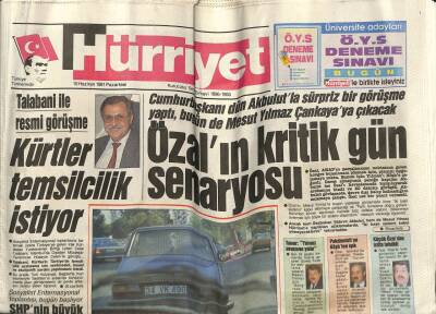 Hürriyet Gazetesi 10 Haziran 1991 - Talabani İle Resmi GörüşmeKürtler Temsilcilik İstiyor. Semra Özala 40 Koruma GZ58702 - 1