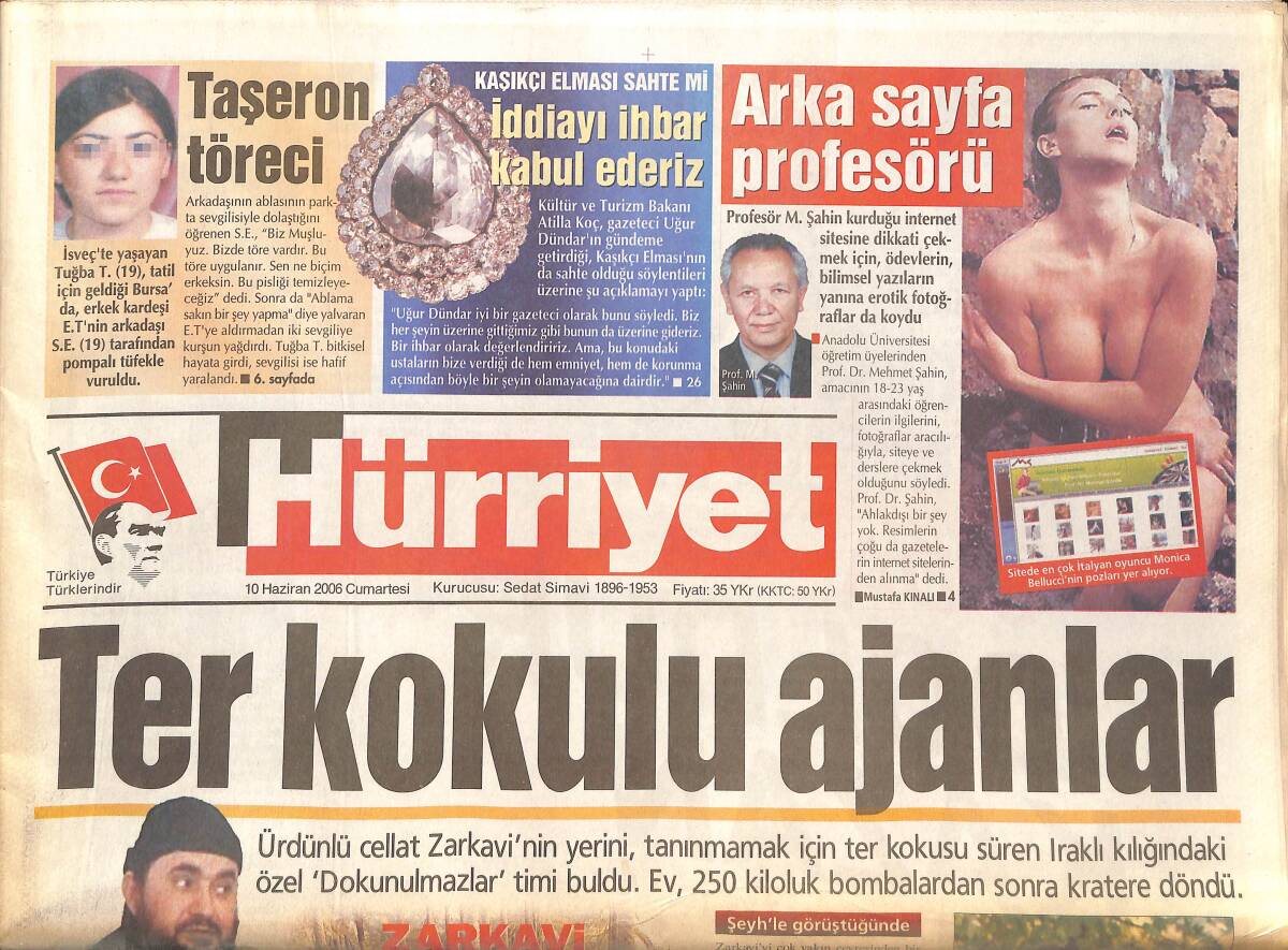 Hürriyet Gazetesi 10 Haziran 2006 - Ter Kokulu Ajanlar - Zig Zag Şeyhi'nin Evinde 80 CD - Erotik Fotoğraflı İktisat Sitesi GZ137926 - 1