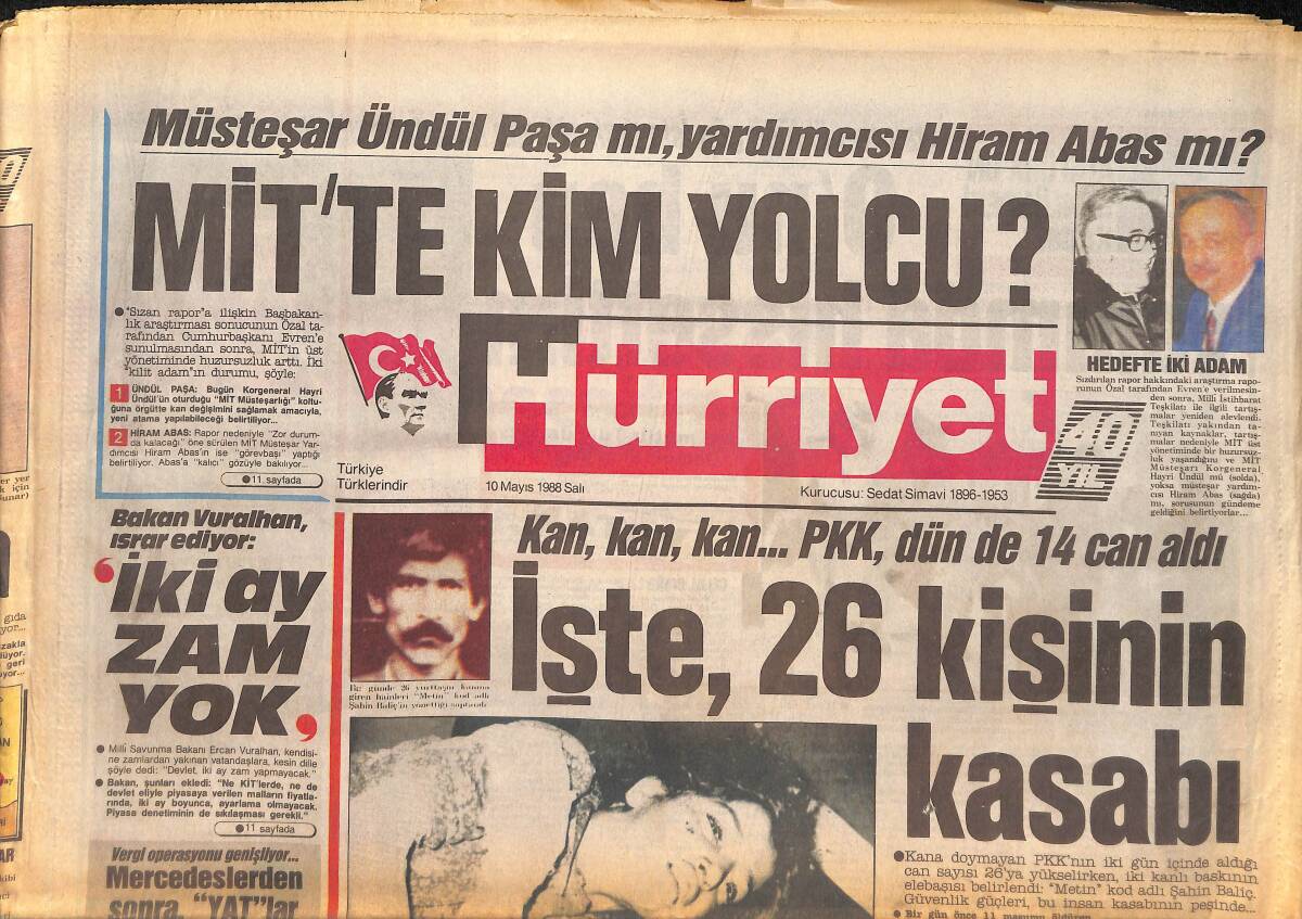 Hürriyet Gazetesi 10 Mayıs 1988 - Özal , Ağır Toplara Karşı - Beşiktaş İki Milyarla Piyasada GZ133051 - 1