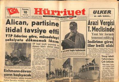 Hürriyet Gazetesi 10 Nisan 1961 - Alican , Partisine İtidal Tavsiye Etti GZ91627 - 1