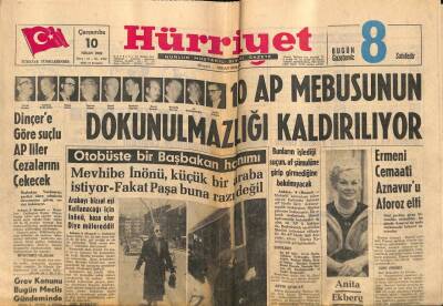 Hürriyet Gazetesi 10 Nisan 1963 - 10 AP Mebusunun Dokunulmazlığı Kaldırılıyor GZ67430 - 1