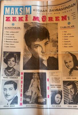 Hürriyet Gazetesi 10 Nisan 1965 - Maksim Gazinosu Afişi * Zeki Müren - Muhterem Nur - Orhan Boran - Celal Şahin GZ77719 - 2
