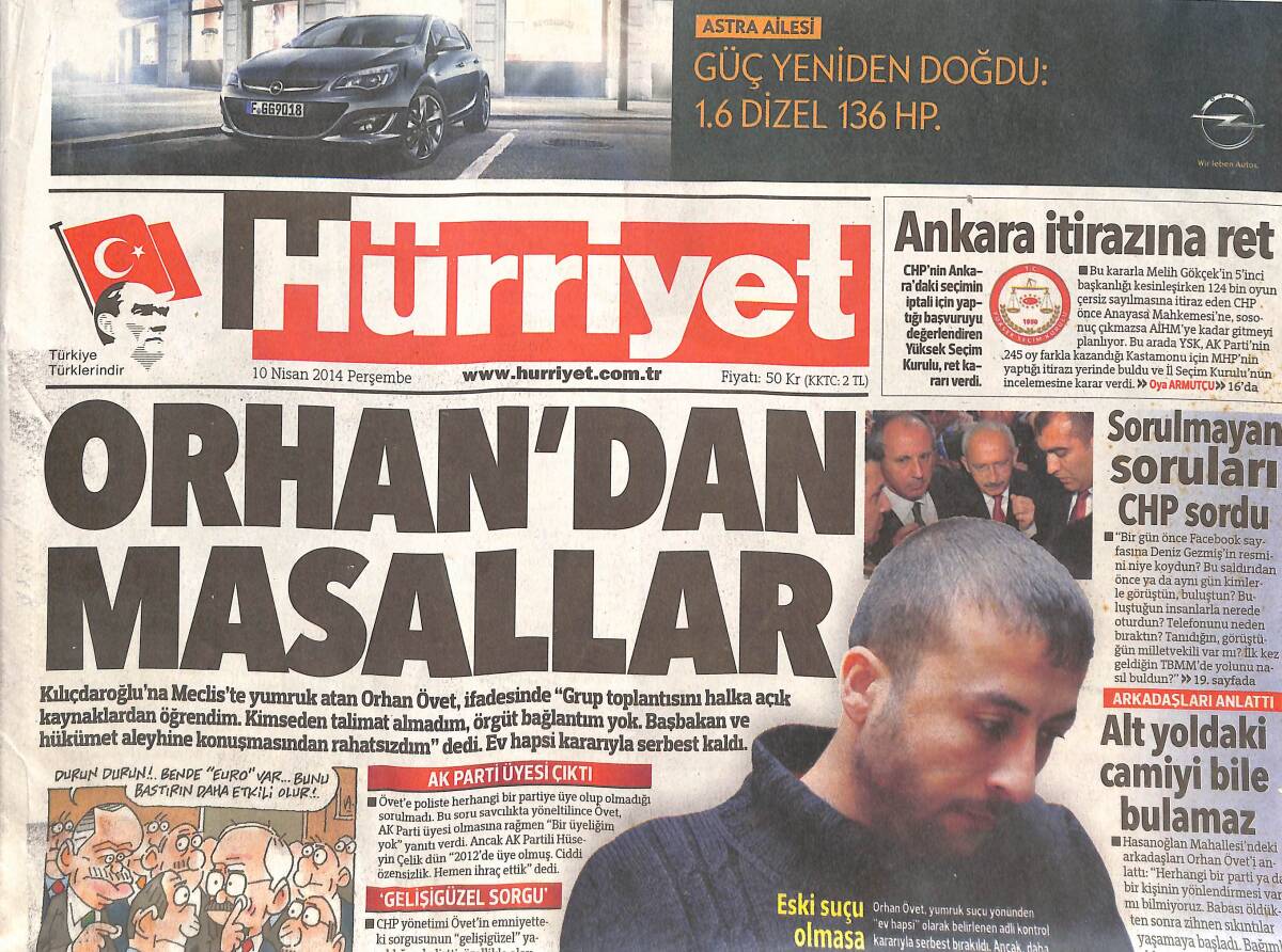 Hürriyet Gazetesi 10 Nisan 2014 - İlhan Mansız Geri Mi Dönüyor! - Fenerbahçe'den 2 Milyarlık Tüzük! GZ136980 - 1