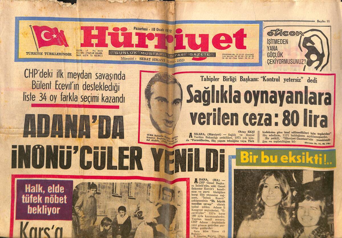 Hürriyet Gazetesi 10 Ocak 1972 - Dünyanın En Büyük Transatlantiği Queen Elizabeth Alev Alev Yandı GZ150506 - 1