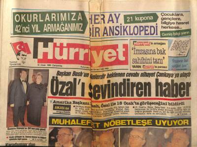 Hürriyet Gazetesi 10 Ocak 1990 - Başkan Bushun Günlerdir Beklenen Cevabı Nihayet Çankayaya Ulaştı GZ88263 - 1