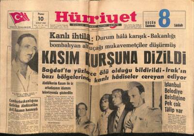 Hürriyet Gazetesi 10 Şubat 1963 - Abdulkerim Kasım Kurşuna Dizildi GZ72667 - 1