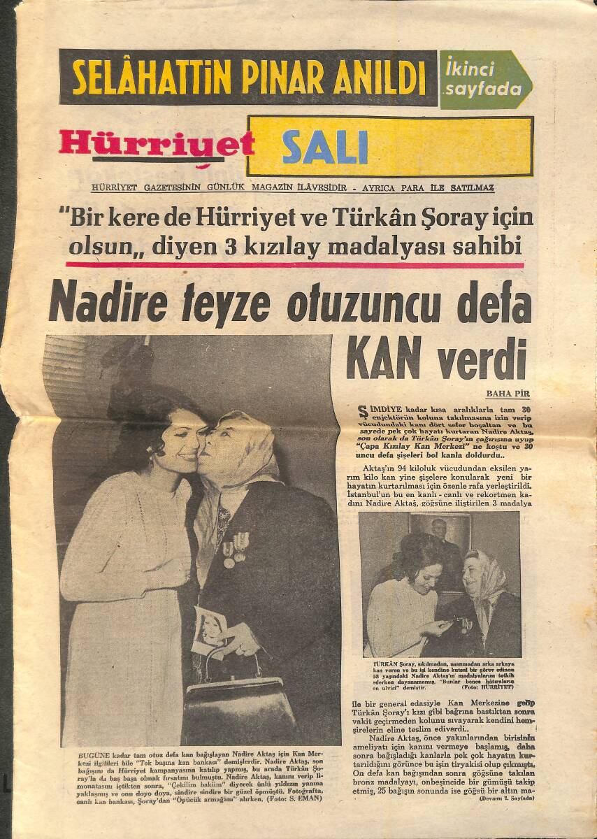 Hürriyet Gazetesi 10 Şubat 1970 - Türkan Şoray'a Kızılay'ın Armağanı! - Secaattin Tanyerli: Benim Hayatım Tango Diyor GZ141909 - 1