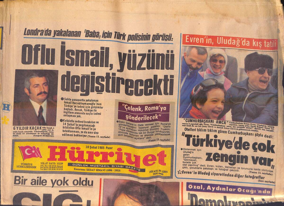 Hürriyet Gazetesi 10 Şubat 1985 - Oflu İsmail Yüzünü Değiştirecekti - Yepyeni Bir Sezen Aksu GZ156010 - 1