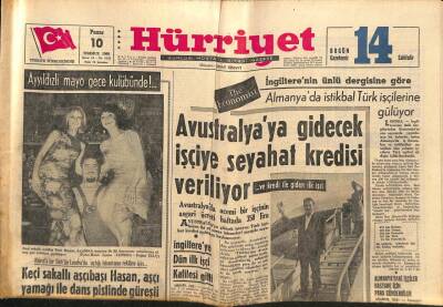 Hürriyet Gazetesi 10 Temmuz 1966 - Avustralyaya Gidecek İşçiye Seyehat Kredisi Veriliyor GZ81681 - 1