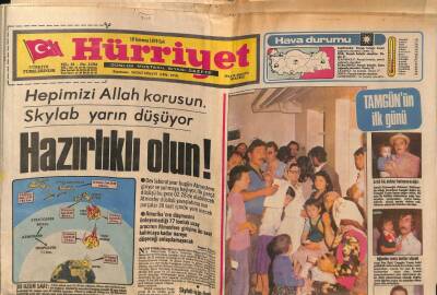 Hürriyet Gazetesi 10 Temmuz 1979 - Hepimizi Allah Korusun . Skylab Yarın Düşüyor GZ88646 - 1