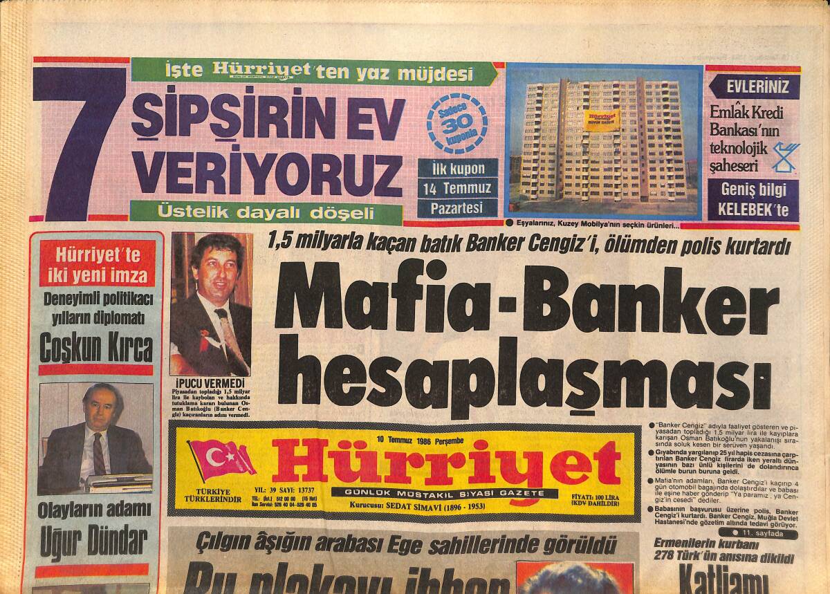 Hürriyet Gazetesi 10 Temmuz 1986 - Özal : '' Koç Bana İş Vermemişti '' - ANAP'tan İki Sürpriz Girişim GZ133024 - 1