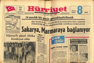 Hürriyet Gazetesi 11 Ağustos 1963 - 14 Asırlık Bir Proje Gerçekleşiyor Sakarya Marmaraya Bağlanıyor GZ55015 - 1