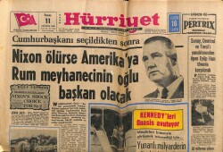 Hürriyet Gazetesi 11 Ağustos 1968 - Nixon Ölürse Amerikaya Rum Meyhanecinin Oğlu Başkan Olacak GZ68868 - 2