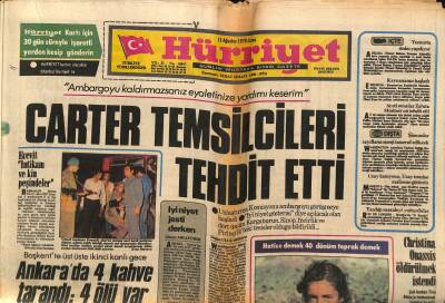 Hürriyet Gazetesi 11 Ağustos 1978 - Christina Onassis Öldürülmek İstendi - Carter Temsilcileri Tehdit Etti GZ117540 - 1