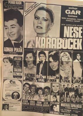 Hürriyet Gazetesi 11 Ağustos 1980 - Yenikapı Gar Gazinosu Afişi Neşe Karaböcek - Ajda Pekkan - Fatma Girik - Adnan Pekak GZ69183 - 4