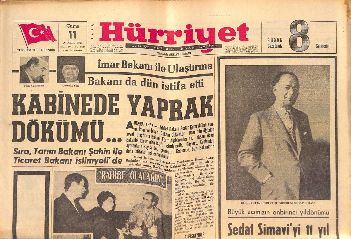 Hürriyet Gazetesi 11 Aralık 1964 - Judy Garland'a Son Sevgilisi Ecel Bekçiliği Yapıyor GZ147004 - 1