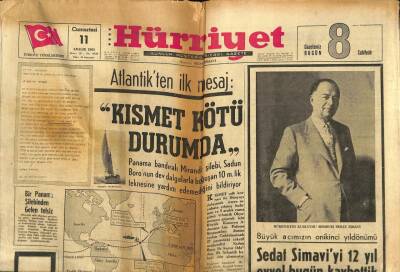 Hürriyet Gazetesi 11 Aralık 1965 - Fırtına Atlantikte Bir Yunan Gemisi Batıyor GZ77060 - 1