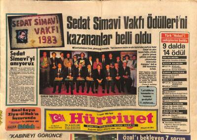 Hürriyet Gazetesi 11 Aralık 1983 - Sedat Simavi Vakfı Ödüllerini Kazananlar Belli Oldu GZ80939 - 1