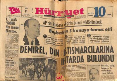 Hürriyet Gazetesi 11 Ekim 1966 - Yunanistan Kıbrısa Silah Ve Asker Yığıyor GZ74329 - 1