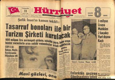 Hürriyet Gazetesi 11 Eylül 1963 - Sunaya Liyakat Nişanı Verildi GZ72089 - 2