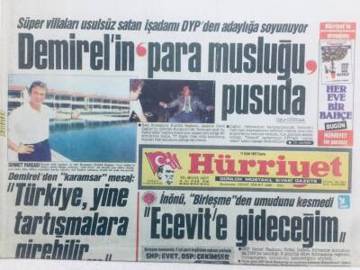 Hürriyet Gazetesi 11 Eylül 1987 - Demirelin Para Musluğu Pusuda GZ41980 - 1