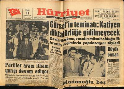 Hürriyet Gazetesi 11 Haziran 1961 - Partiler Arası İtham Yarışı Devam Ediyor GZ68711 - 2