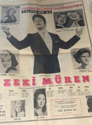 Hürriyet Gazetesi 11 Haziran 1964 - Taksim Belediye Gazinosu Dev Boy Afişi * Zeki Müren - Gönül Yazar - Mediha Demirkıran GZ91932 - 2