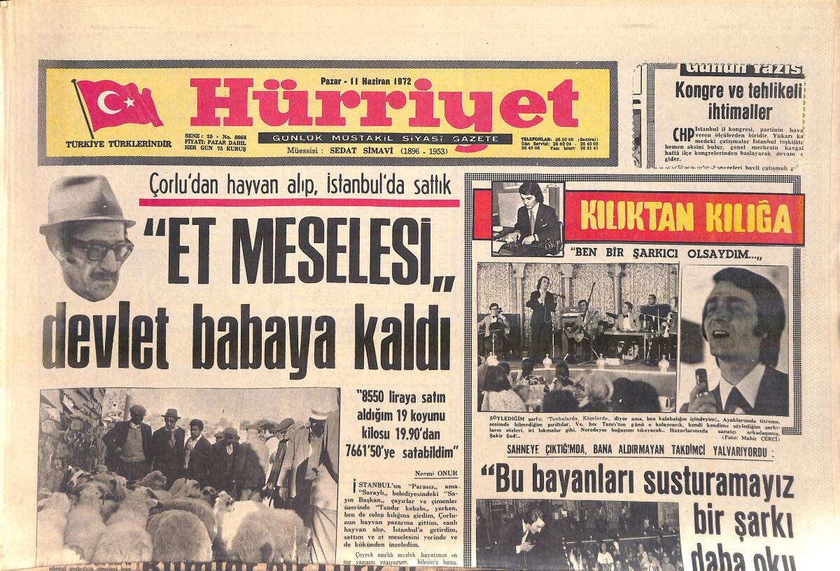 Hürriyet Gazetesi 11 Haziran 1972 - Belmondo Kızı Çıplak Poz Verince Çok Kızdı - Ecevit Annesinin Elini Öptü GZ156925 - 1