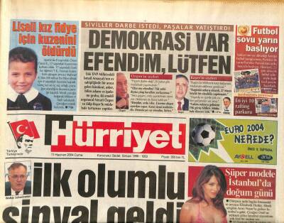 Hürriyet Gazetesi 11 Haziran 2004 - Leyla Zana Beton Ve Demir Görmek İstemiyorum GZ97327 - 1