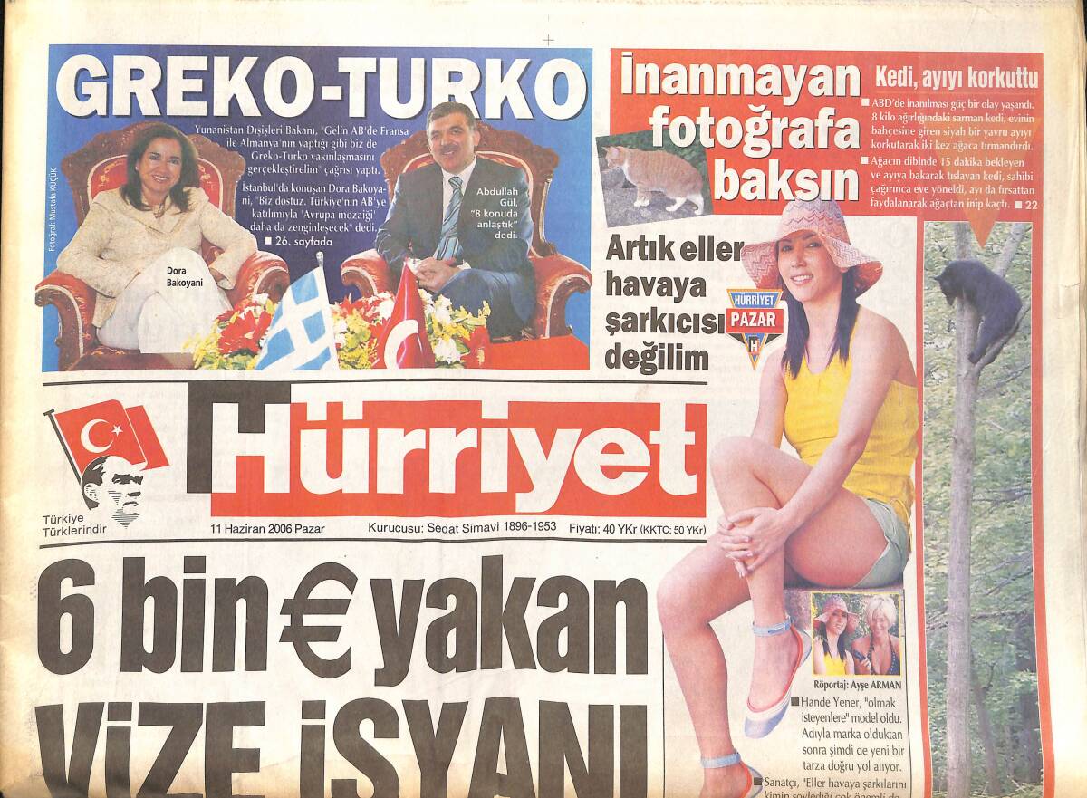 Hürriyet Gazetesi 11 Haziran 2006 - 6 Bin Euro Yakan Vize İsyanı - Zarkavi'nin Evinden Leopar Desenli Kadın Külotu Çıktı GZ137928 - 1