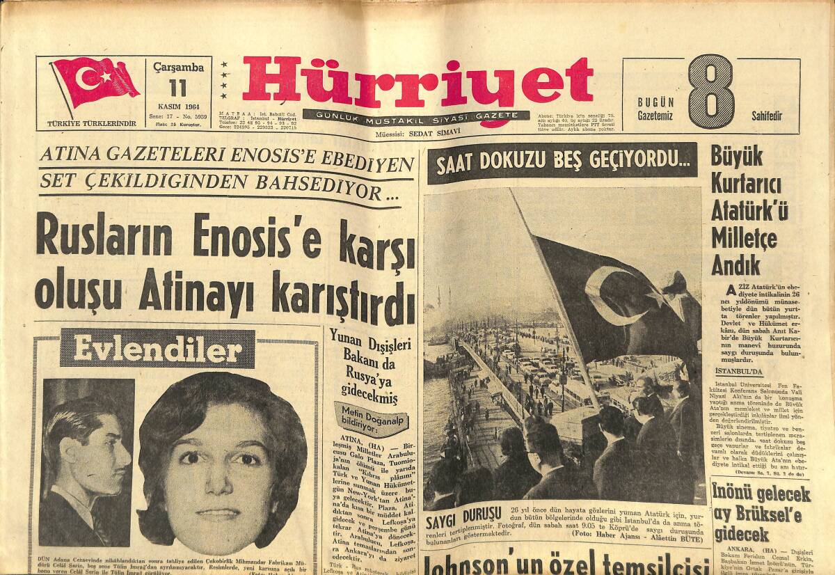 Hürriyet Gazetesi 11 Kasım 1964 - Metin Oktay: Her Şutum Ya Kaleciye Ya Direğe Çarpıyor - Bir Türk Dansözü Avrupa Gece Kulüplerini Fethetti GZ146925 - 1