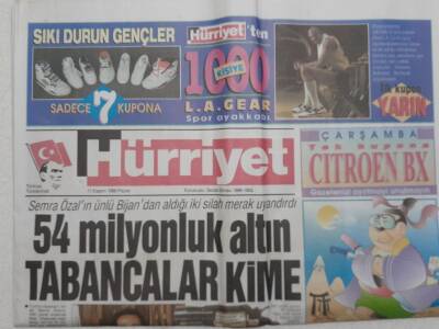 Hürriyet Gazetesi - 11 Kasım 1990 - 54 Milyonluk Altın Tabancalar Kime GZ111617 - 1