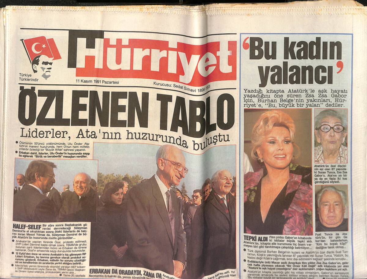 Hürriyet Gazetesi 11 Kasım 1991 - Galatasaray'ın Bir Pençesi De Ligde - Adnan Kaşıkçı İle Yollarını Ayıran Lamia Çocuk Bekliyor GZ153374 - 1