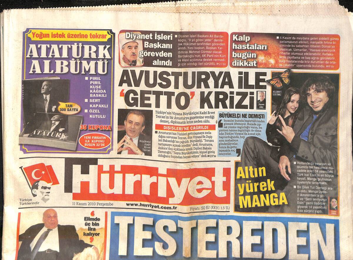 Hürriyet Gazetesi 11 Kasım 2010 - Galatasaray Kupada Mutlu - Burcu Esmersoy Özür Diledi GZ159658 - 1