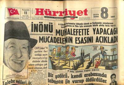 Hürriyet Gazetesi 11 Mart 1965 - İnönü Muhalefette Yapacağı Mücadelenin Esasını Açıkladı GZ74860 - 1